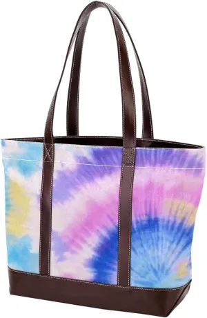 Tie Dyeing Art-148 Tote Bags Durable Leather Canvas Purses and Handbags for Women Top Handle Shoulder Satchel Hobo Bags