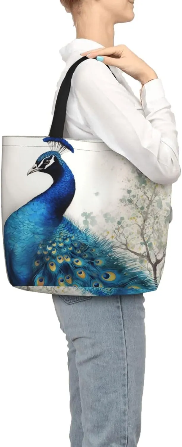 Tote Bag for Women Reusable Grocery Bags Boho Elephant Tote Bag with Inner Pocket Travel Tote for Shopping
