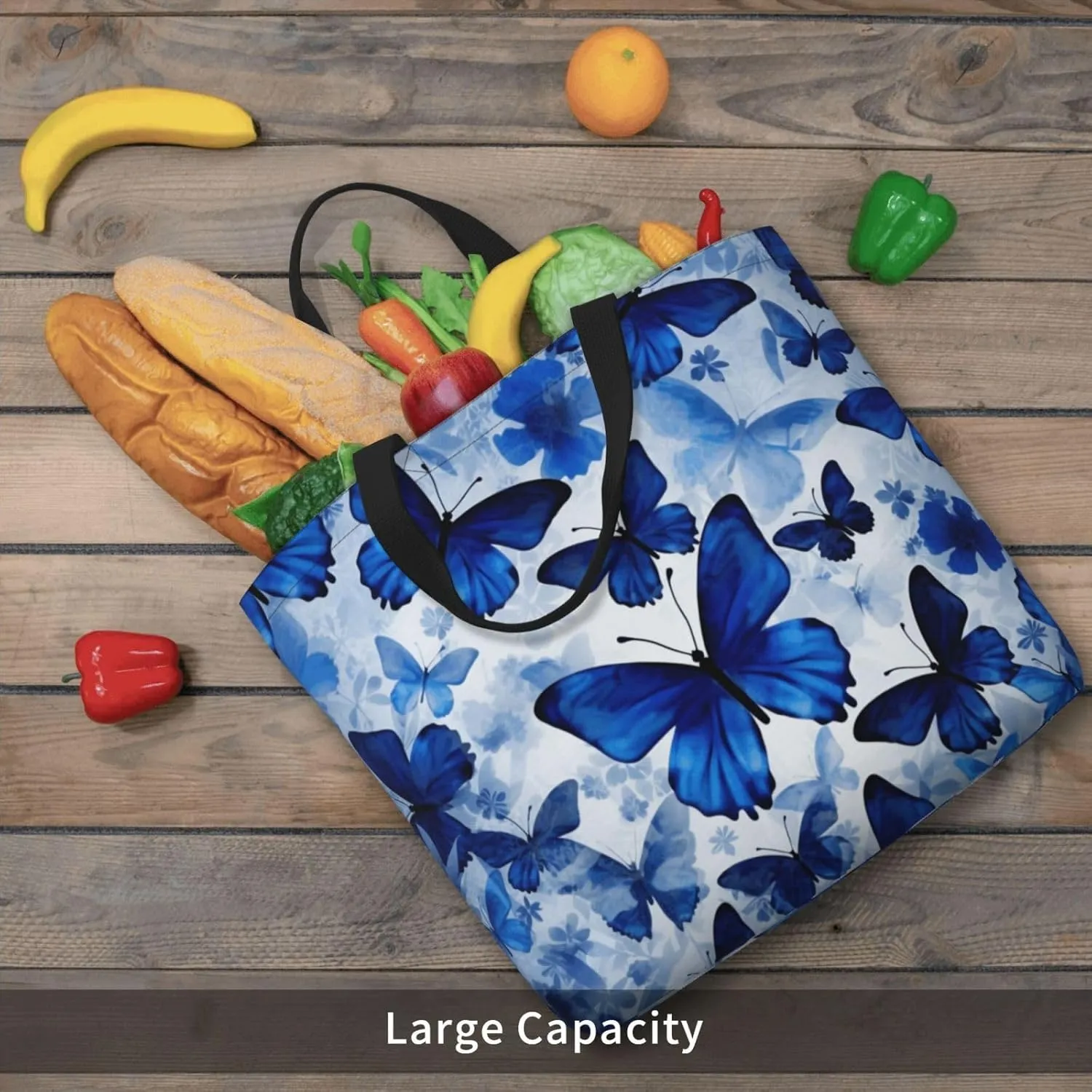 Tote Bag for Women Reusable Grocery Bags Boho Elephant Tote Bag with Inner Pocket Travel Tote for Shopping