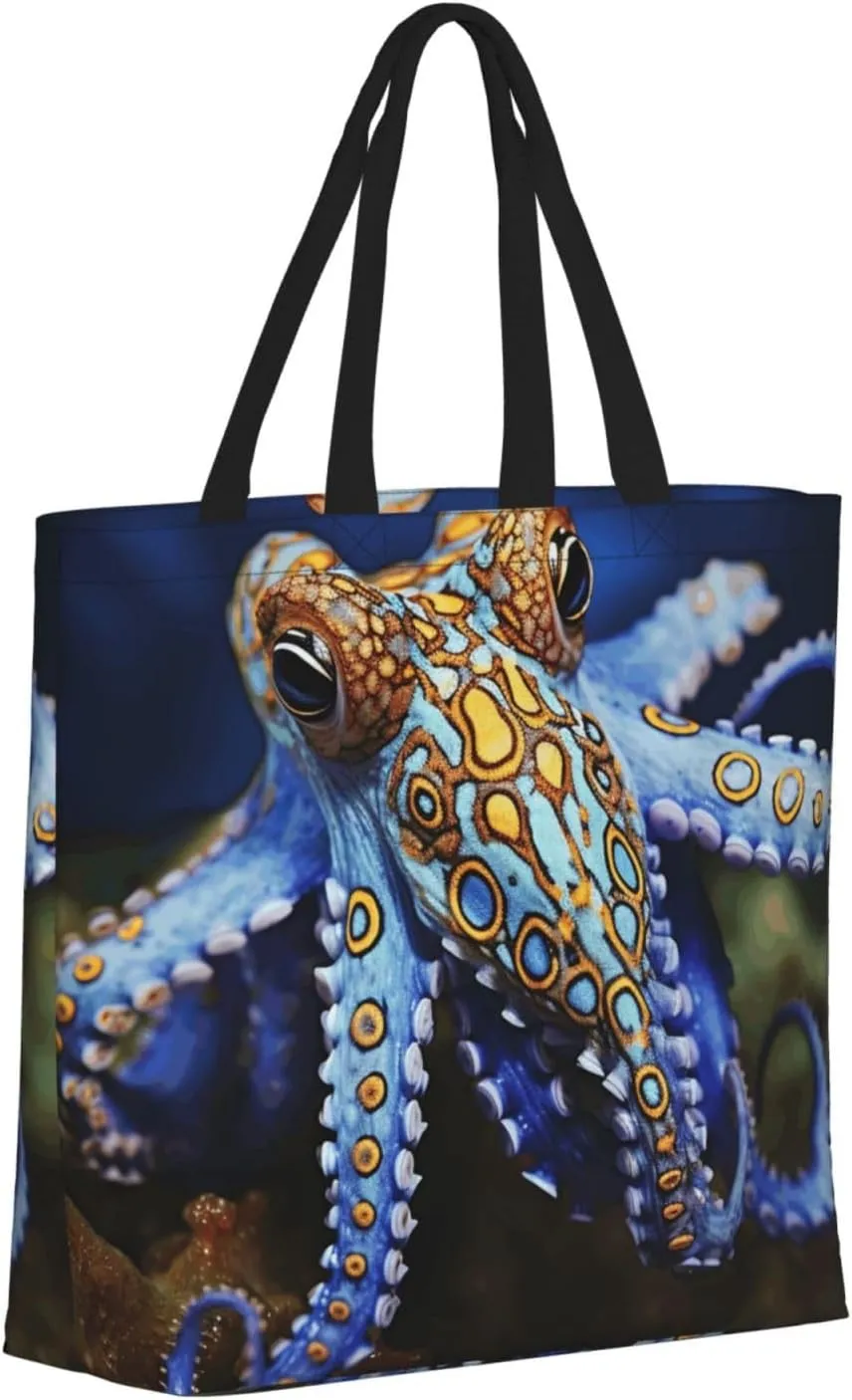 Tote Bag for Women Reusable Grocery Bags Boho Elephant Tote Bag with Inner Pocket Travel Tote for Shopping