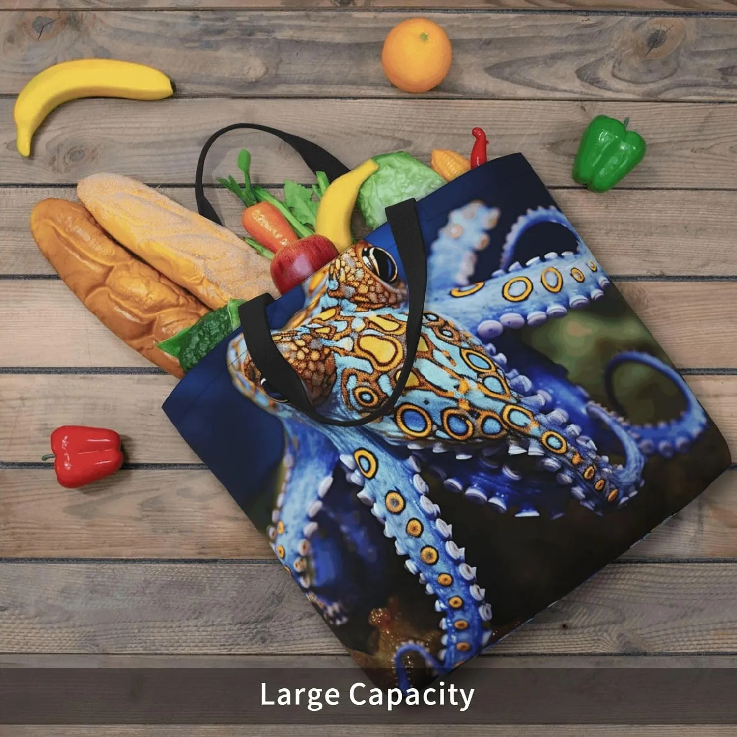 Tote Bag for Women Reusable Grocery Bags Boho Elephant Tote Bag with Inner Pocket Travel Tote for Shopping