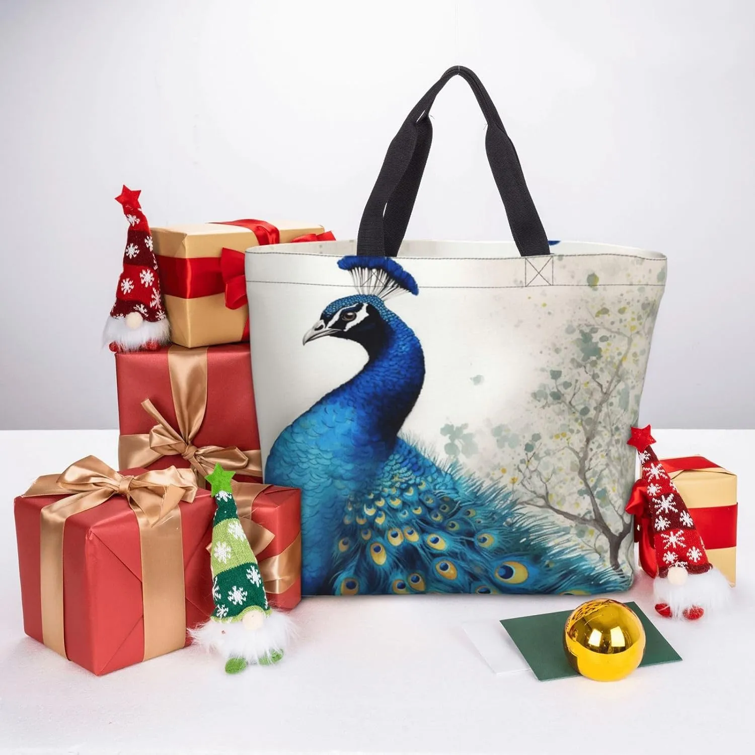 Tote Bag for Women Reusable Grocery Bags Boho Elephant Tote Bag with Inner Pocket Travel Tote for Shopping