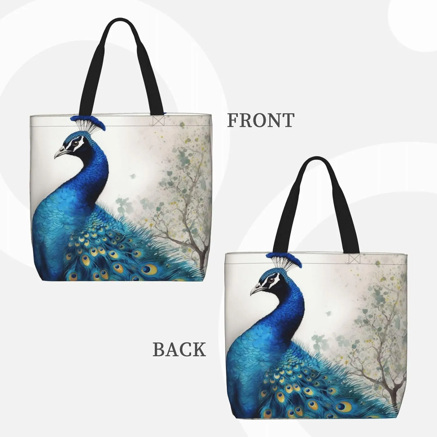 Tote Bag for Women Reusable Grocery Bags Boho Elephant Tote Bag with Inner Pocket Travel Tote for Shopping
