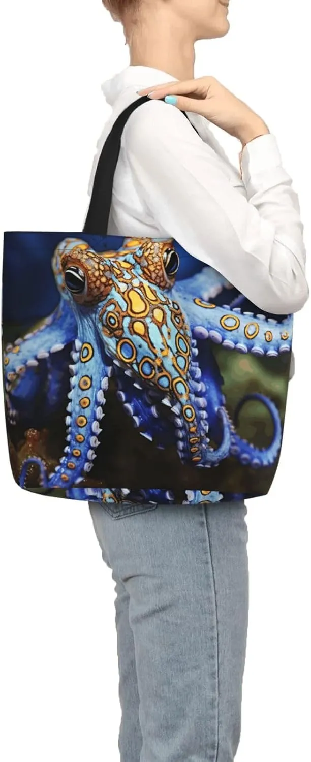 Tote Bag for Women Reusable Grocery Bags Boho Elephant Tote Bag with Inner Pocket Travel Tote for Shopping