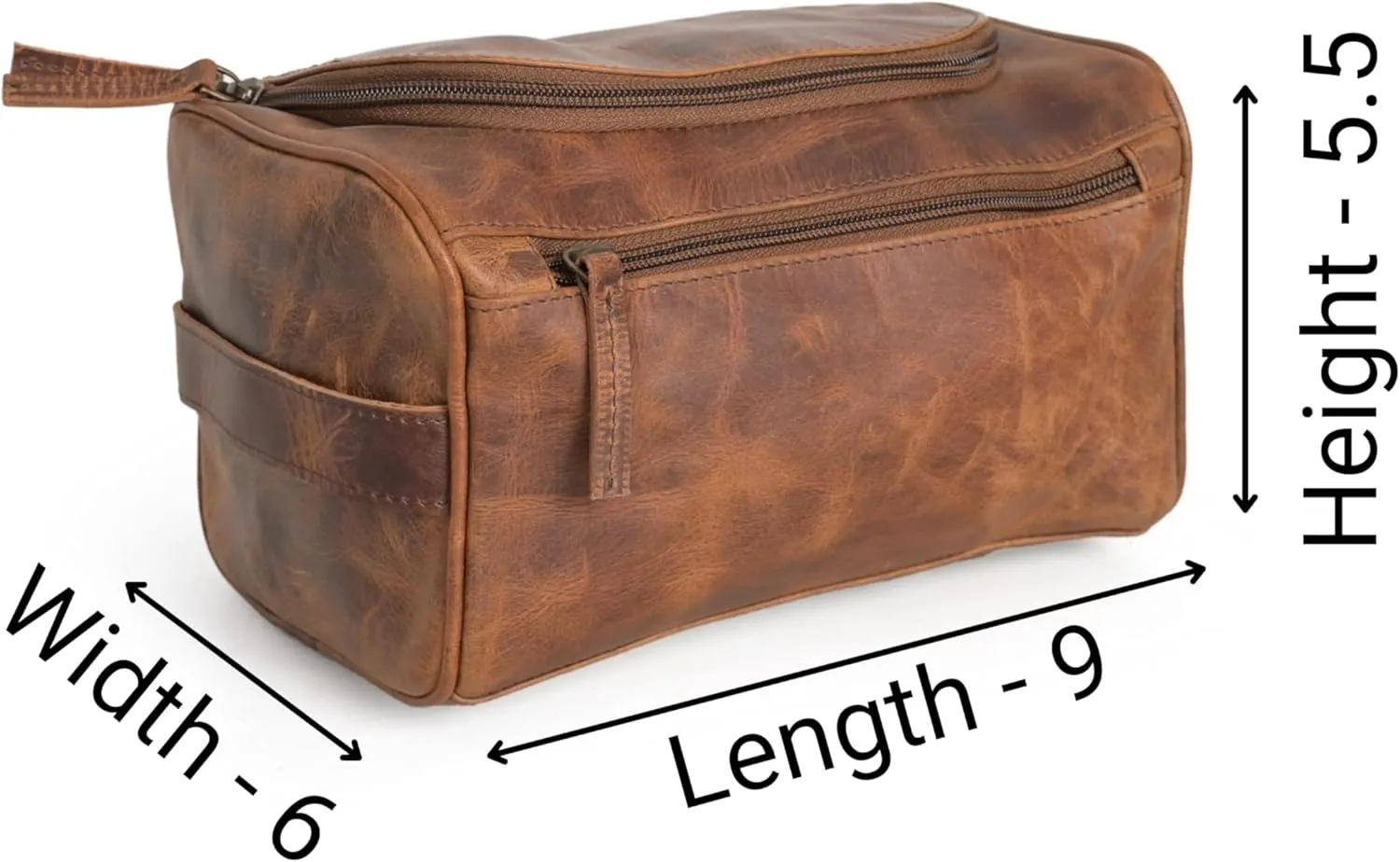 Travel Hanging Toiletry Bag for Women and Men, 100% Leather Toiletries Organizer, Water-resistant Bathroom Shaving Kit for Cosmetics, Makeup Case (Medium, Brown)
