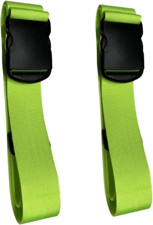 Travel Luggage Straps 2 Pieces Adjustable Lightweight Suitcase Belt Upgraded Larger Thicker Sturdier Buckle with Black Green Red Yellow Straps (Green)