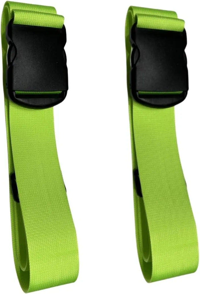 Travel Luggage Straps 2 Pieces Adjustable Lightweight Suitcase Belt Upgraded Larger Thicker Sturdier Buckle with Black Green Red Yellow Straps (Green)