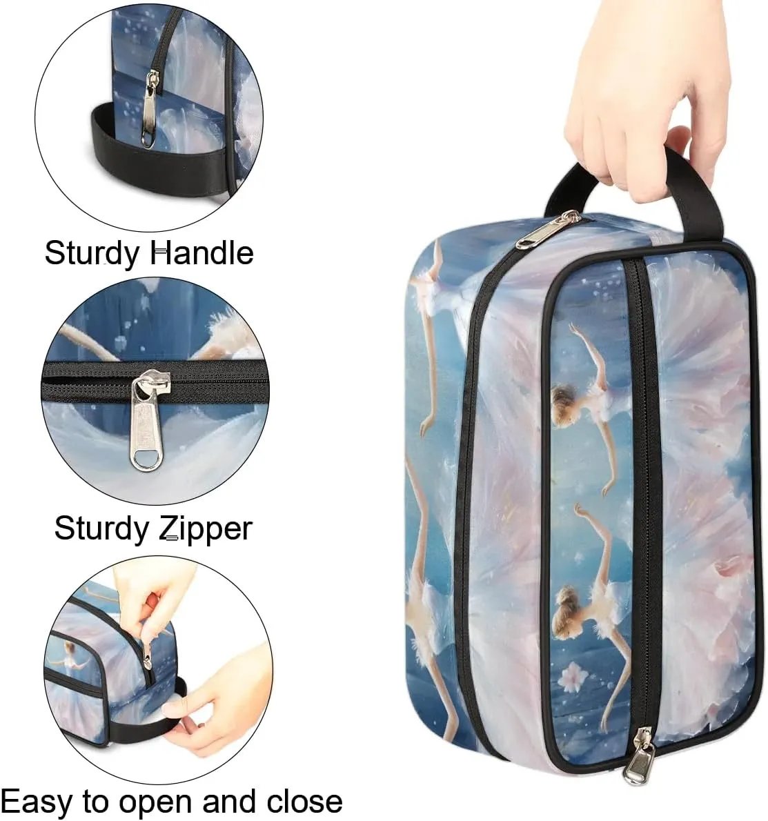 Travel Toiletry Bag for Women Men Ballet Flowers Hanging Cosmetic Bag Waterproof Makeup Bag for Shaving Makeup Toothbrush & Travel Essentials
