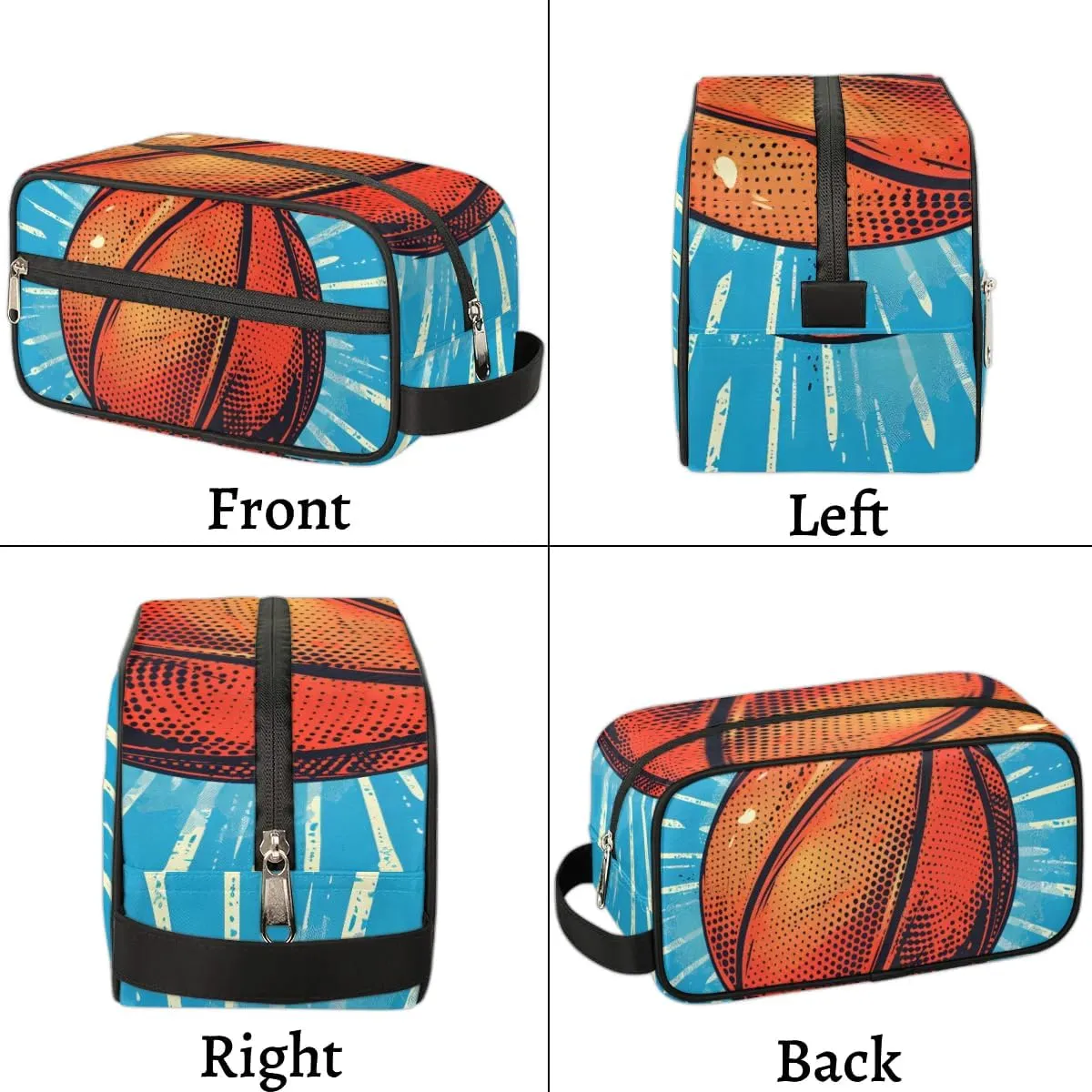 Travel Toiletry Bag for Women Men Basketball Printed Hanging Cosmetic Bag Waterproof Makeup Bag for Shaving Makeup Toothbrush & Travel Essentials