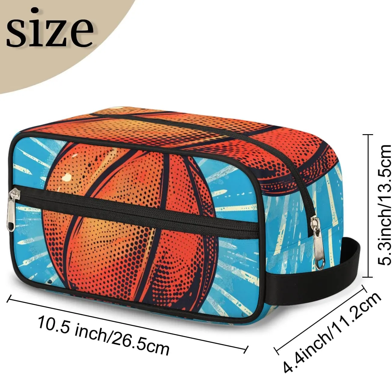 Travel Toiletry Bag for Women Men Basketball Printed Hanging Cosmetic Bag Waterproof Makeup Bag for Shaving Makeup Toothbrush & Travel Essentials