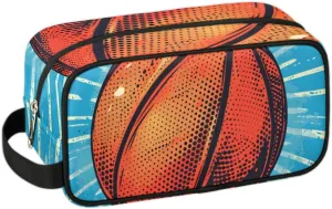 Travel Toiletry Bag for Women Men Basketball Printed Hanging Cosmetic Bag Waterproof Makeup Bag for Shaving Makeup Toothbrush & Travel Essentials