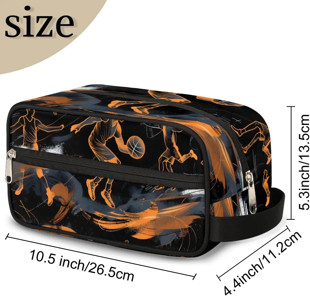 Travel Toiletry Bag for Women Men Basketball Sport Theme Hanging Cosmetic Bag Waterproof Makeup Bag for Shaving Makeup Toothbrush & Travel Essentials