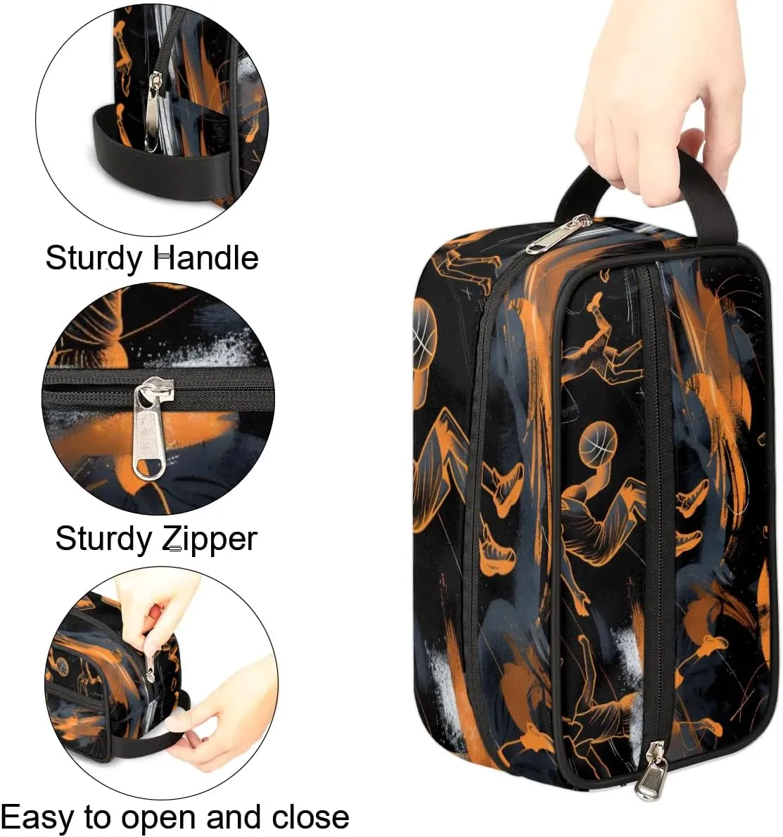 Travel Toiletry Bag for Women Men Basketball Sport Theme Hanging Cosmetic Bag Waterproof Makeup Bag for Shaving Makeup Toothbrush & Travel Essentials