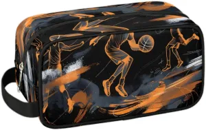 Travel Toiletry Bag for Women Men Basketball Sport Theme Hanging Cosmetic Bag Waterproof Makeup Bag for Shaving Makeup Toothbrush & Travel Essentials