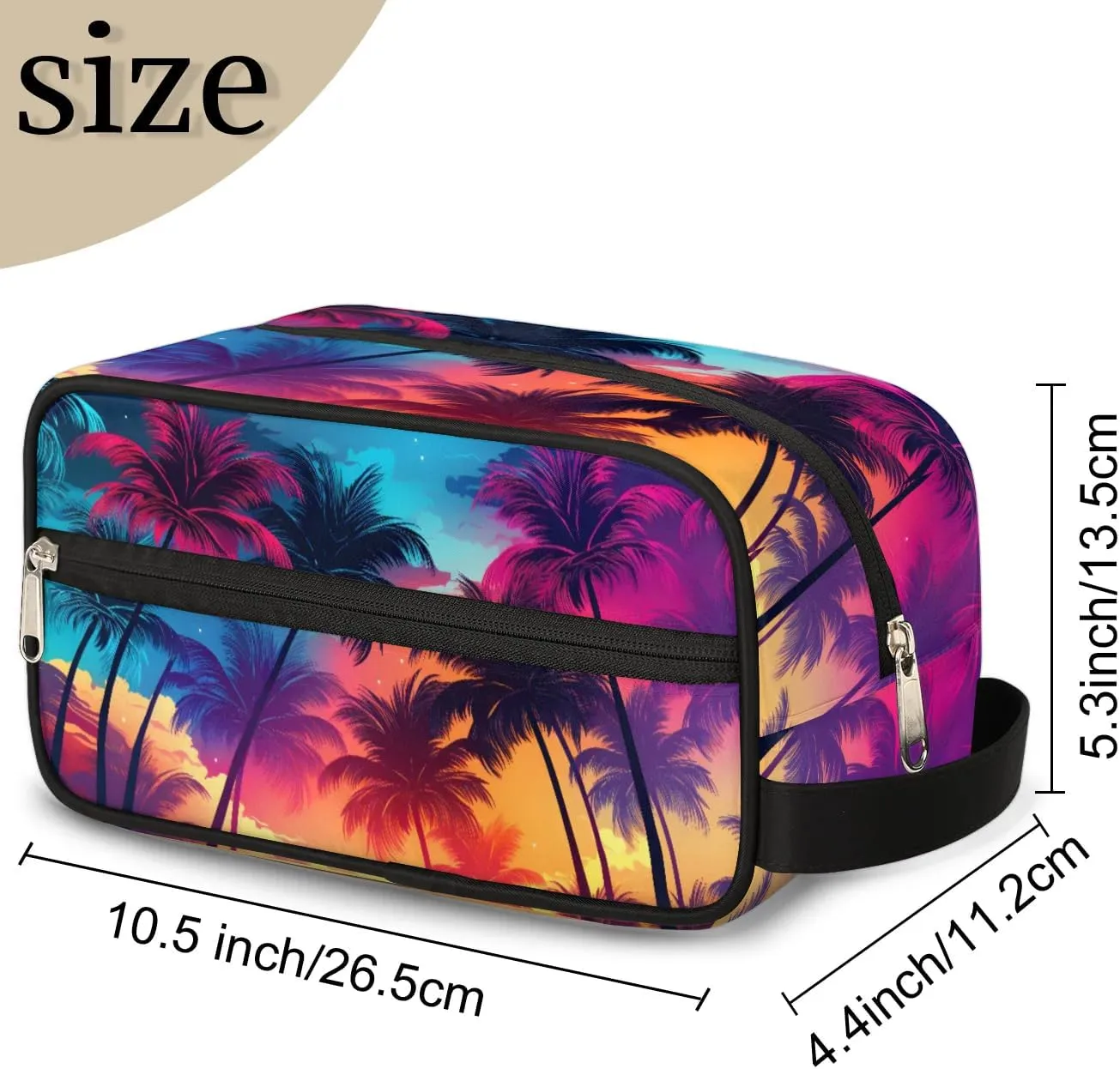 Travel Toiletry Bag for Women Men Beach Palm Trees Hanging Cosmetic Bag Waterproof Makeup Bag for Shaving Makeup Toothbrush & Travel Essentials