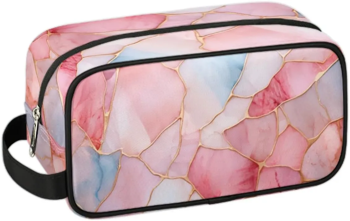 Travel Toiletry Bag for Women Men Beautiful Marble Texture Hanging Cosmetic Bag Waterproof Makeup Bag for Shaving Makeup Toothbrush & Travel Essentials