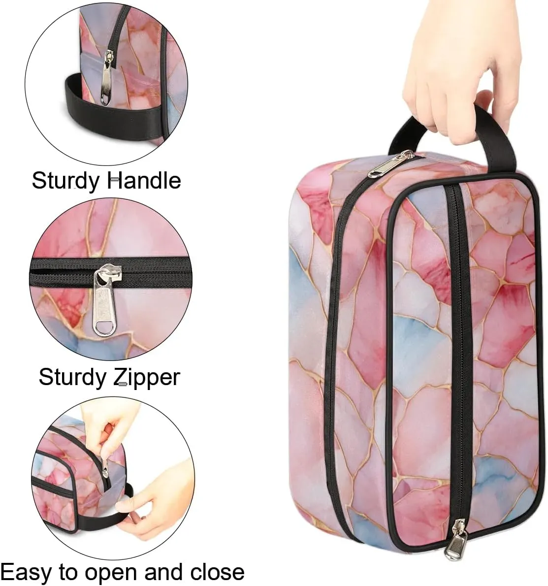 Travel Toiletry Bag for Women Men Beautiful Marble Texture Hanging Cosmetic Bag Waterproof Makeup Bag for Shaving Makeup Toothbrush & Travel Essentials