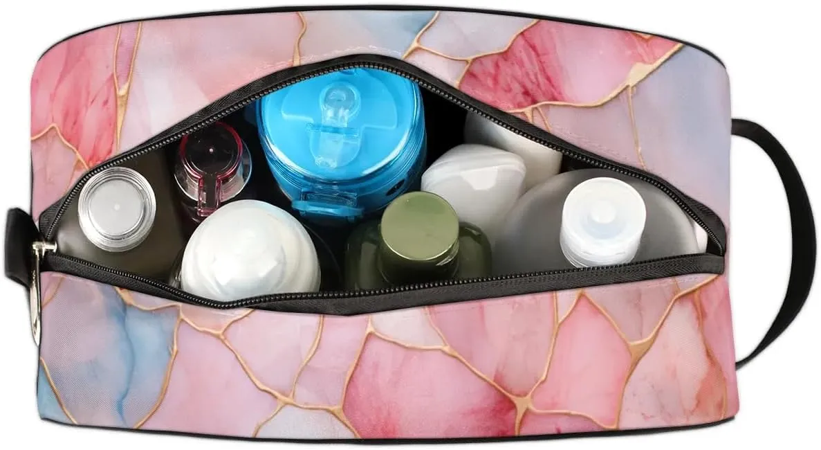 Travel Toiletry Bag for Women Men Beautiful Marble Texture Hanging Cosmetic Bag Waterproof Makeup Bag for Shaving Makeup Toothbrush & Travel Essentials