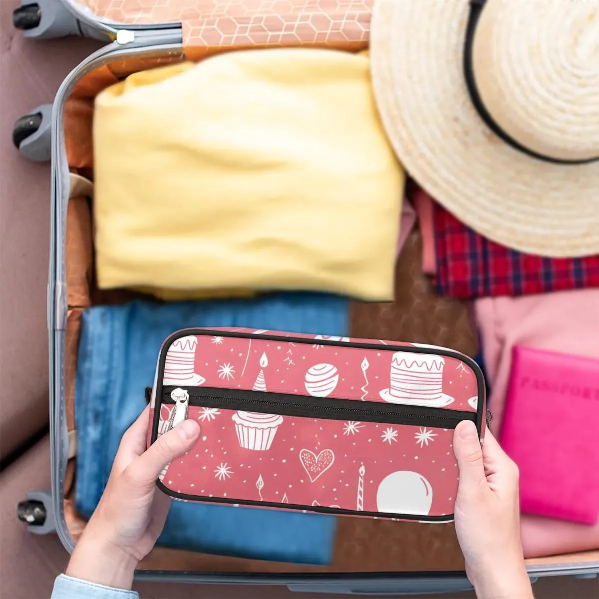 Travel Toiletry Bag for Women Men Birthday Theme Hanging Cosmetic Bag Waterproof Makeup Bag for Shaving Makeup Toothbrush & Travel Essentials