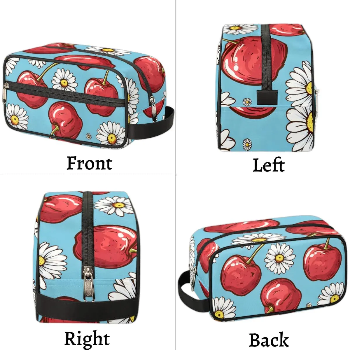 Travel Toiletry Bag for Women Men Cherry Daisy Hanging Cosmetic Bag Waterproof Makeup Bag for Shaving Makeup Toothbrush & Travel Essentials