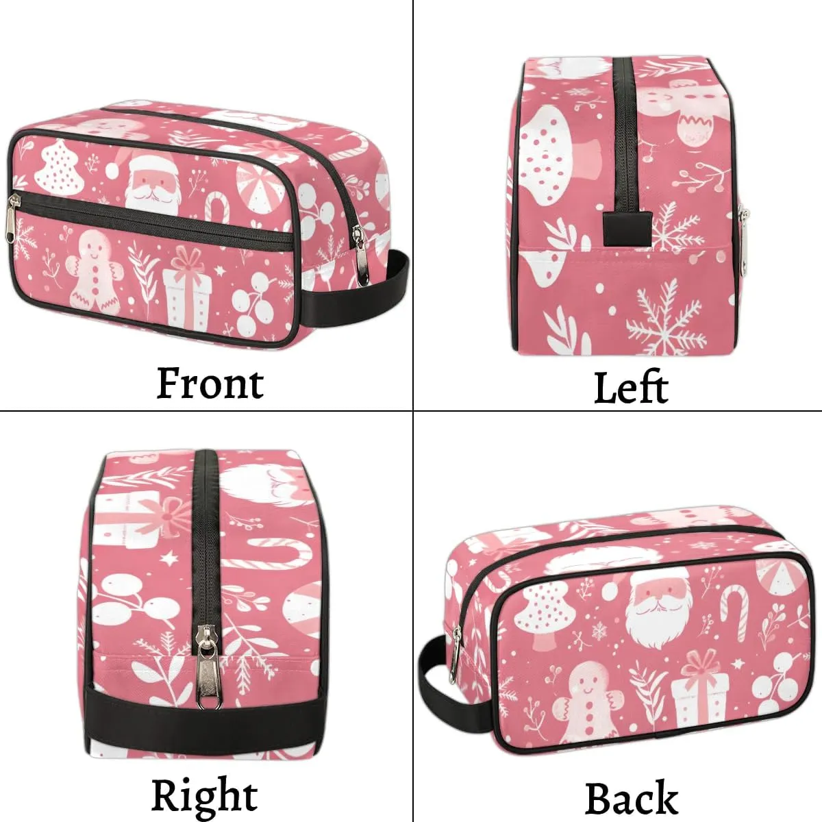 Travel Toiletry Bag for Women Men Christmas Santa Claus Leaves Hanging Cosmetic Bag Waterproof Makeup Bag for Shaving Makeup Toothbrush & Travel Essentials
