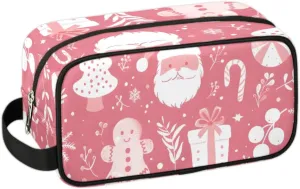 Travel Toiletry Bag for Women Men Christmas Santa Claus Leaves Hanging Cosmetic Bag Waterproof Makeup Bag for Shaving Makeup Toothbrush & Travel Essentials