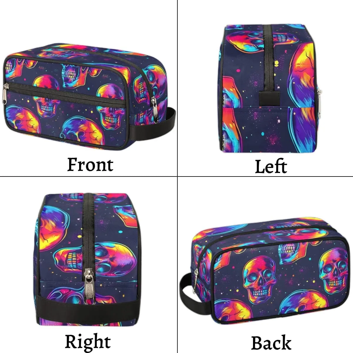 Travel Toiletry Bag for Women Men Colorful Skulls Hanging Cosmetic Bag Waterproof Makeup Bag for Shaving Makeup Toothbrush & Travel Essentials