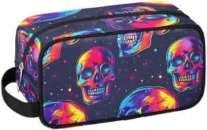 Travel Toiletry Bag for Women Men Colorful Skulls Hanging Cosmetic Bag Waterproof Makeup Bag for Shaving Makeup Toothbrush & Travel Essentials
