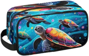Travel Toiletry Bag for Women Men Colorful Turtles Hanging Cosmetic Bag Waterproof Makeup Bag for Shaving Makeup Toothbrush & Travel Essentials