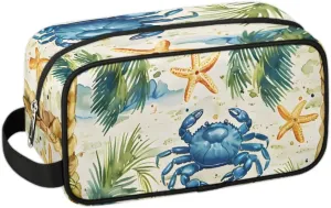 Travel Toiletry Bag for Women Men Crab Coconut Tree Hanging Cosmetic Bag Waterproof Makeup Bag for Shaving Makeup Toothbrush & Travel Essentials