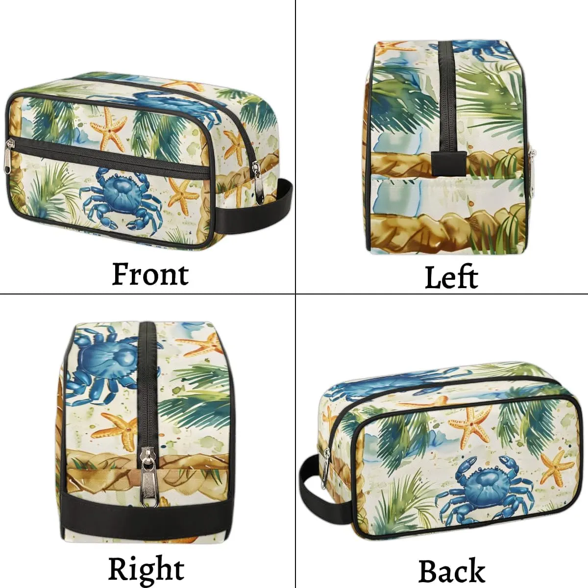 Travel Toiletry Bag for Women Men Crab Coconut Tree Hanging Cosmetic Bag Waterproof Makeup Bag for Shaving Makeup Toothbrush & Travel Essentials