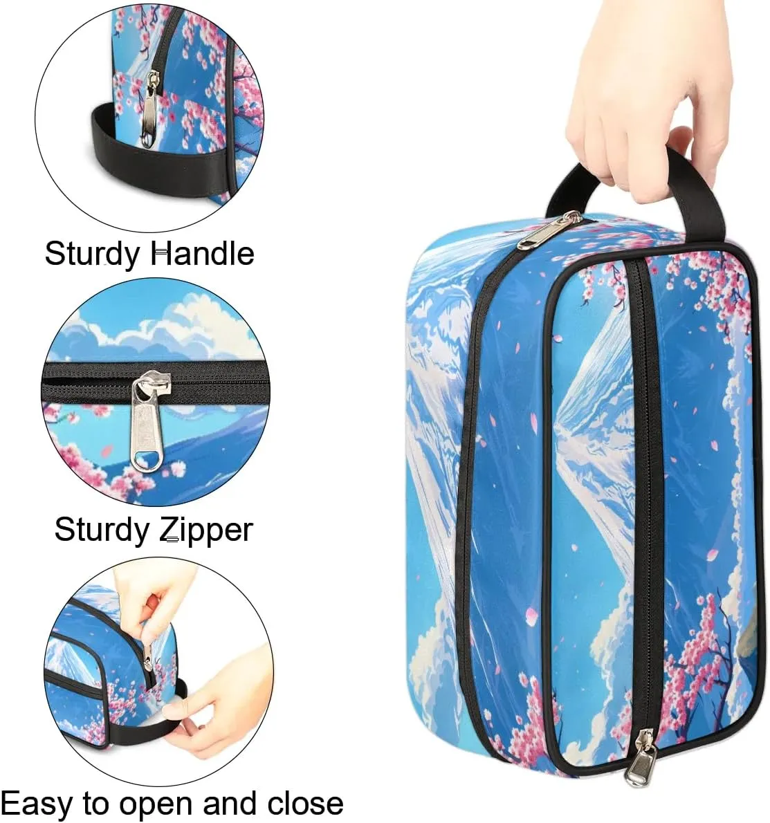 Travel Toiletry Bag for Women Men Flower Snow Mountain Hanging Cosmetic Bag Waterproof Makeup Bag for Shaving Makeup Toothbrush & Travel Essentials
