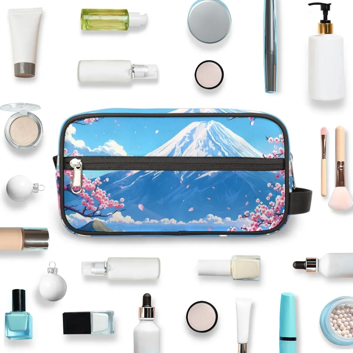 Travel Toiletry Bag for Women Men Flower Snow Mountain Hanging Cosmetic Bag Waterproof Makeup Bag for Shaving Makeup Toothbrush & Travel Essentials