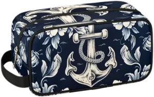 Travel Toiletry Bag for Women Men Flowers Anchor Hanging Cosmetic Bag Waterproof Makeup Bag for Shaving Makeup Toothbrush & Travel Essentials