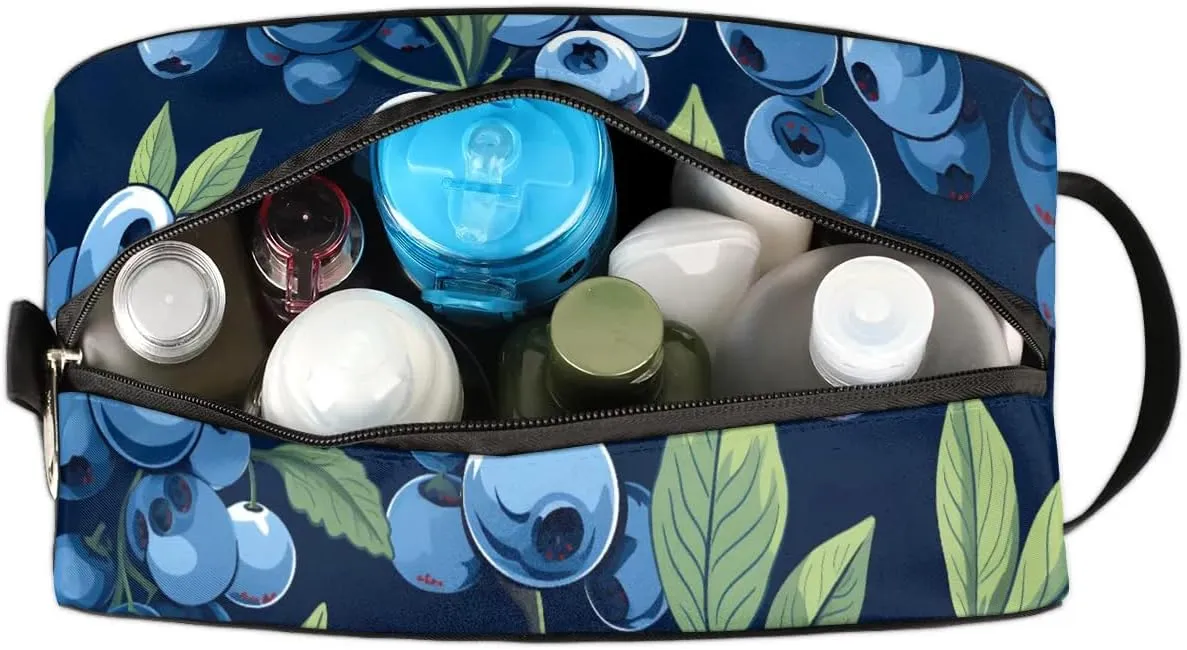 Travel Toiletry Bag for Women Men Fruit Blueberries Print Hanging Cosmetic Bag Waterproof Makeup Bag for Shaving Makeup Toothbrush & Travel Essentials