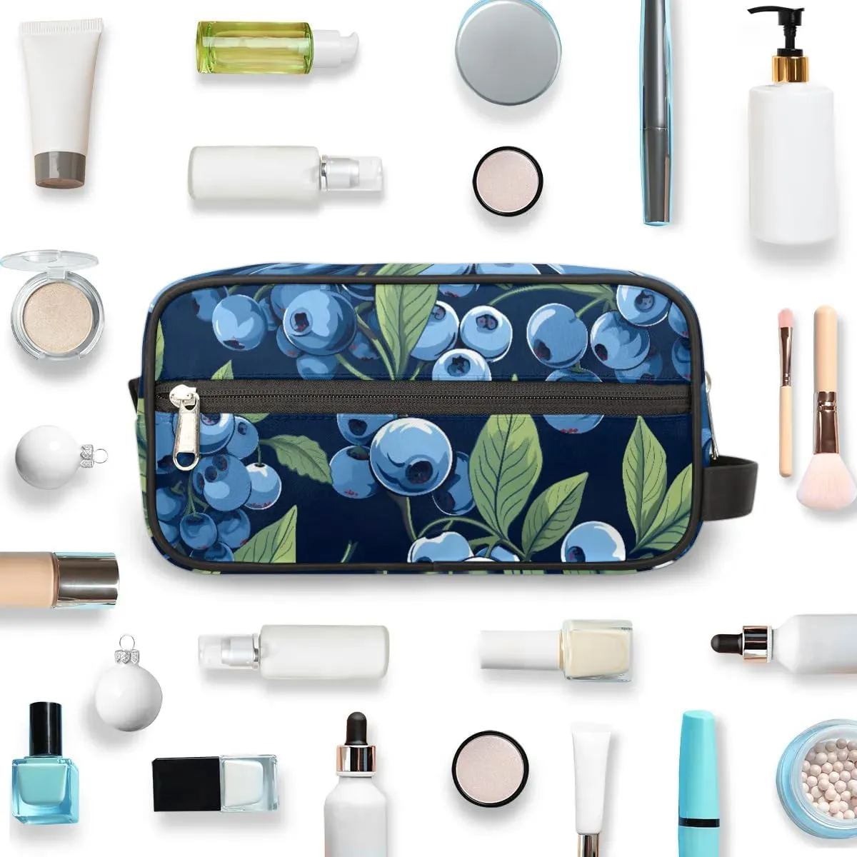 Travel Toiletry Bag for Women Men Fruit Blueberries Print Hanging Cosmetic Bag Waterproof Makeup Bag for Shaving Makeup Toothbrush & Travel Essentials