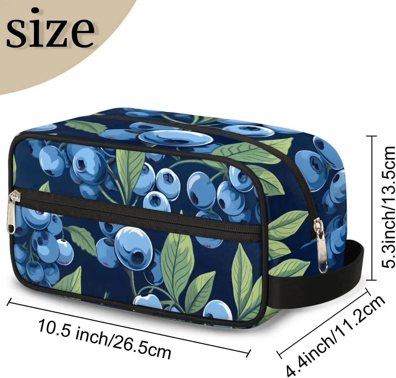 Travel Toiletry Bag for Women Men Fruit Blueberries Print Hanging Cosmetic Bag Waterproof Makeup Bag for Shaving Makeup Toothbrush & Travel Essentials