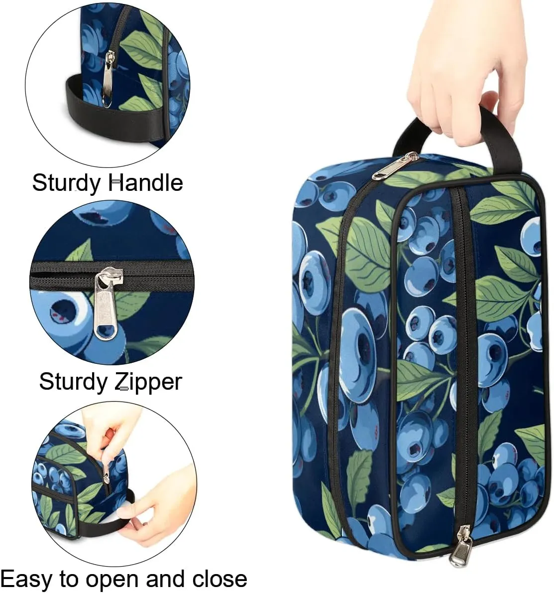 Travel Toiletry Bag for Women Men Fruit Blueberries Print Hanging Cosmetic Bag Waterproof Makeup Bag for Shaving Makeup Toothbrush & Travel Essentials