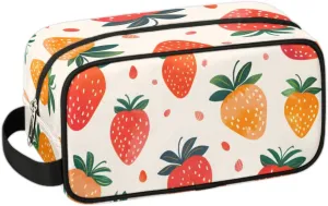 Travel Toiletry Bag for Women Men Fruit Strawberries Print Hanging Cosmetic Bag Waterproof Makeup Bag for Shaving Makeup Toothbrush & Travel Essentials