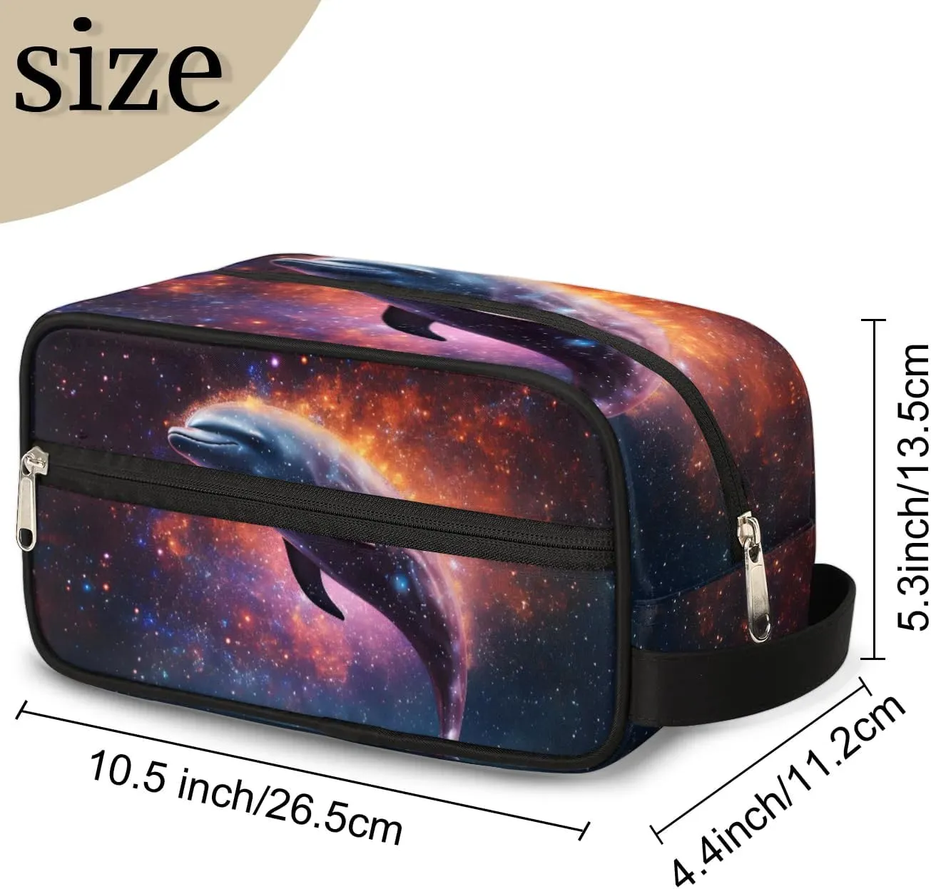 Travel Toiletry Bag for Women Men Funny Dolphin Theme Hanging Cosmetic Bag Waterproof Makeup Bag for Shaving Makeup Toothbrush & Travel Essentials