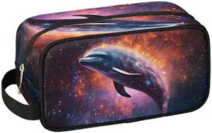 Travel Toiletry Bag for Women Men Funny Dolphin Theme Hanging Cosmetic Bag Waterproof Makeup Bag for Shaving Makeup Toothbrush & Travel Essentials