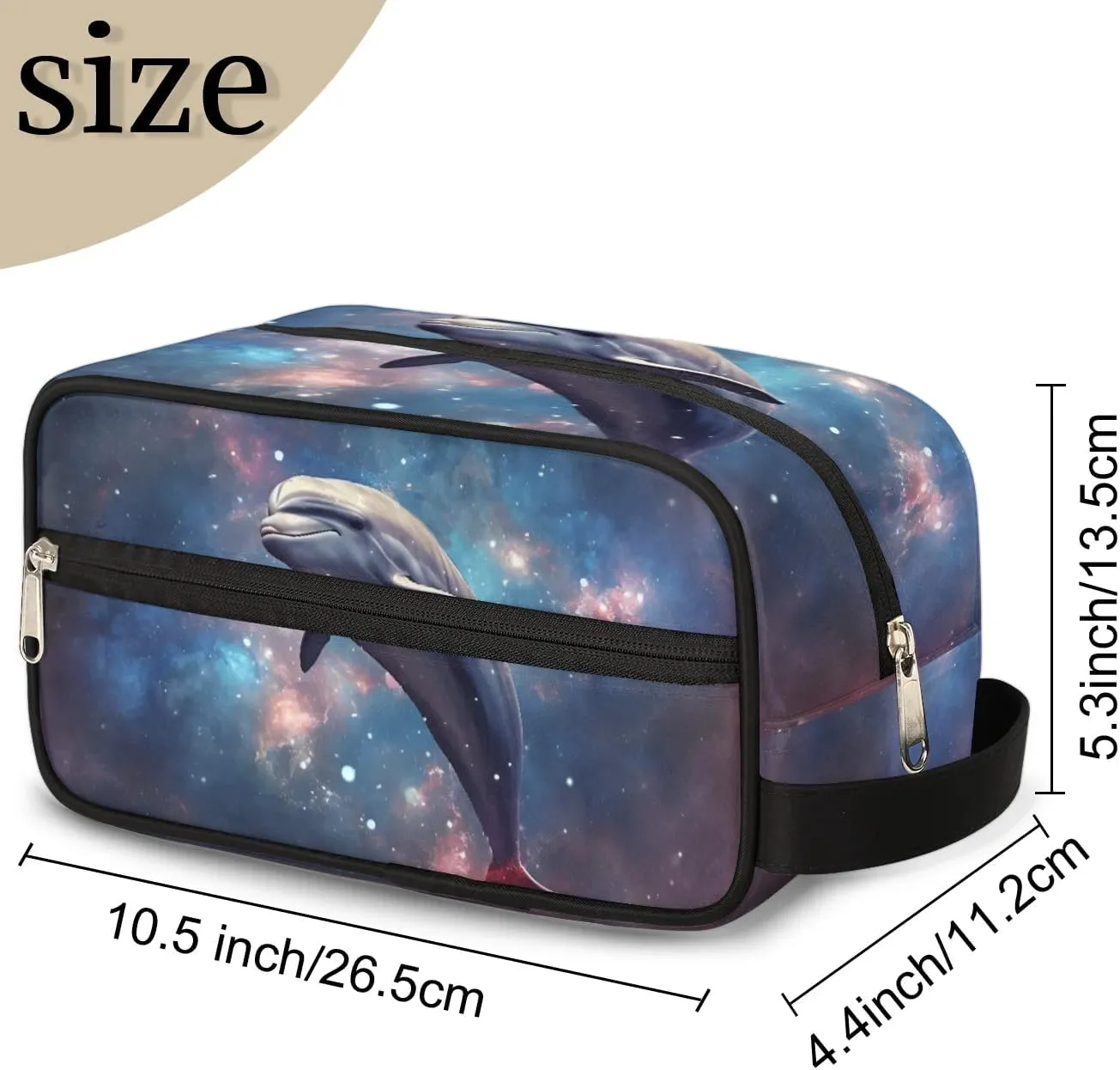 Travel Toiletry Bag for Women Men Galaxy Dolphin Hanging Cosmetic Bag Waterproof Makeup Bag for Shaving Makeup Toothbrush & Travel Essentials