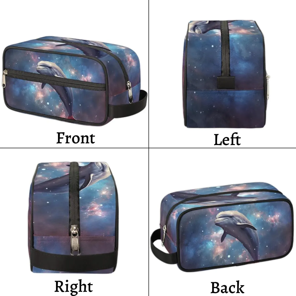 Travel Toiletry Bag for Women Men Galaxy Dolphin Hanging Cosmetic Bag Waterproof Makeup Bag for Shaving Makeup Toothbrush & Travel Essentials