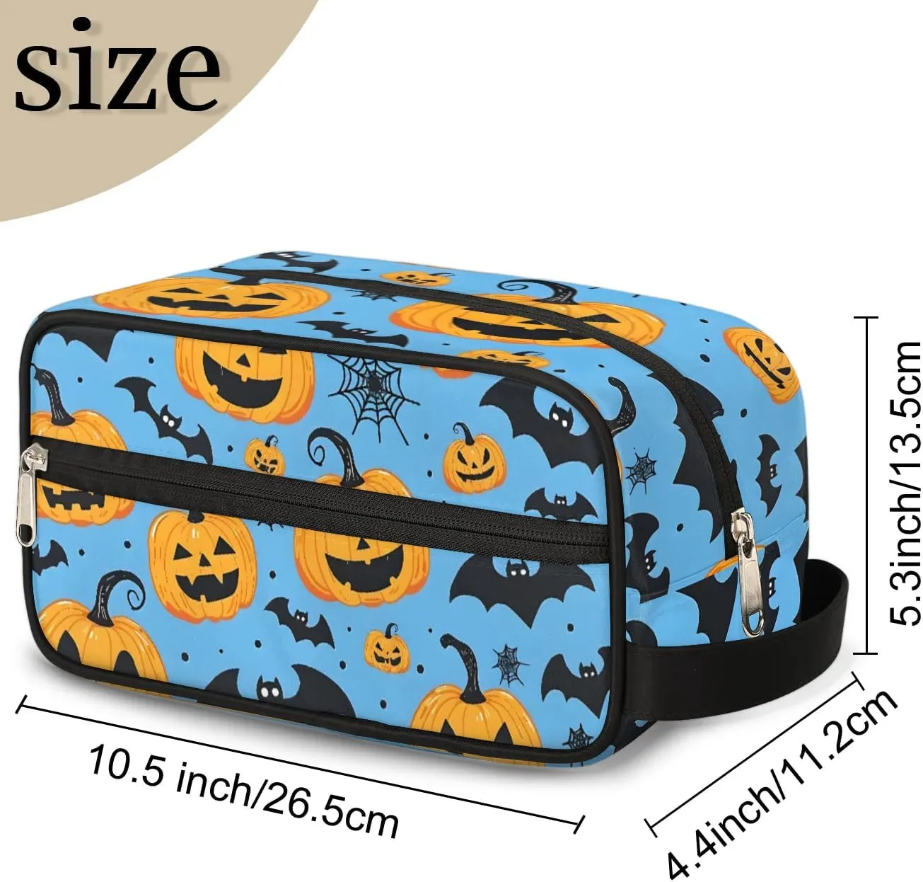Travel Toiletry Bag for Women Men Halloween Pumpkin Bats Hanging Cosmetic Bag Waterproof Makeup Bag for Shaving Makeup Toothbrush & Travel Essentials