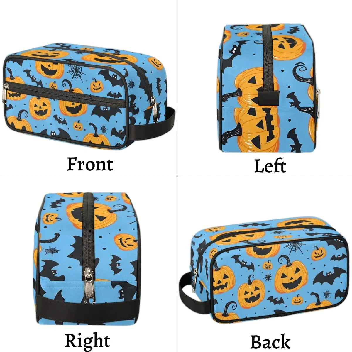 Travel Toiletry Bag for Women Men Halloween Pumpkin Bats Hanging Cosmetic Bag Waterproof Makeup Bag for Shaving Makeup Toothbrush & Travel Essentials
