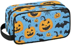 Travel Toiletry Bag for Women Men Halloween Pumpkin Bats Hanging Cosmetic Bag Waterproof Makeup Bag for Shaving Makeup Toothbrush & Travel Essentials