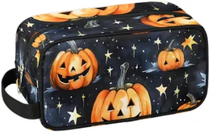 Travel Toiletry Bag for Women Men Halloween Pumpkins Star Hanging Cosmetic Bag Waterproof Makeup Bag for Shaving Makeup Toothbrush & Travel Essentials