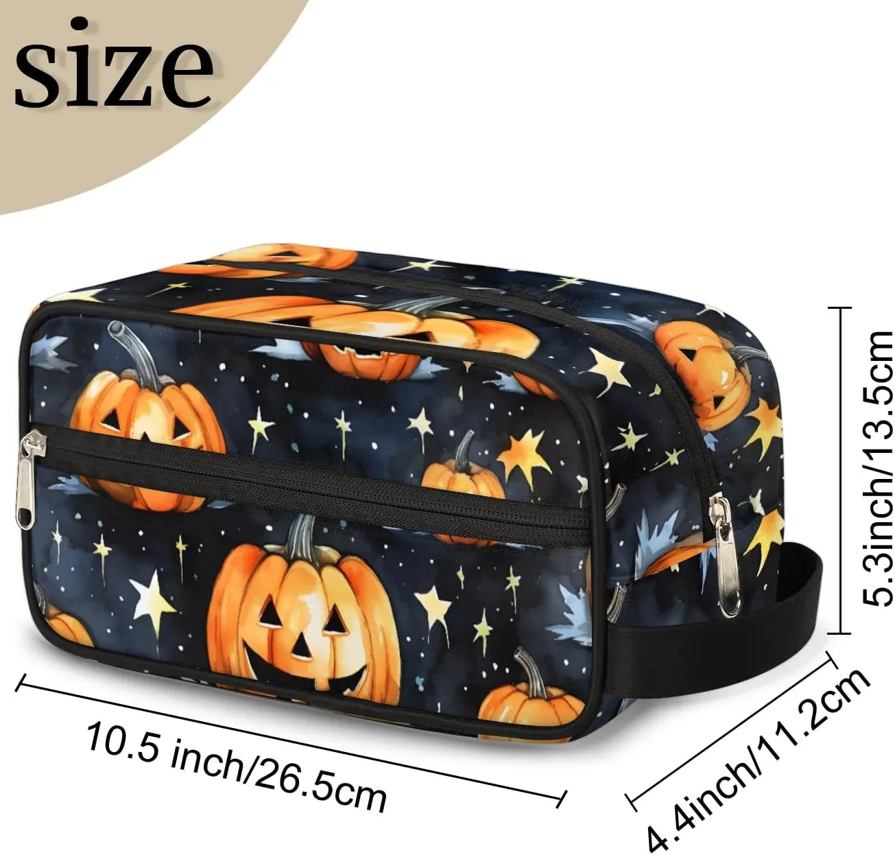 Travel Toiletry Bag for Women Men Halloween Pumpkins Star Hanging Cosmetic Bag Waterproof Makeup Bag for Shaving Makeup Toothbrush & Travel Essentials