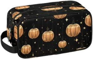 Travel Toiletry Bag for Women Men Halloween Pumpkins Stars Hanging Cosmetic Bag Waterproof Makeup Bag for Shaving Makeup Toothbrush & Travel Essentials