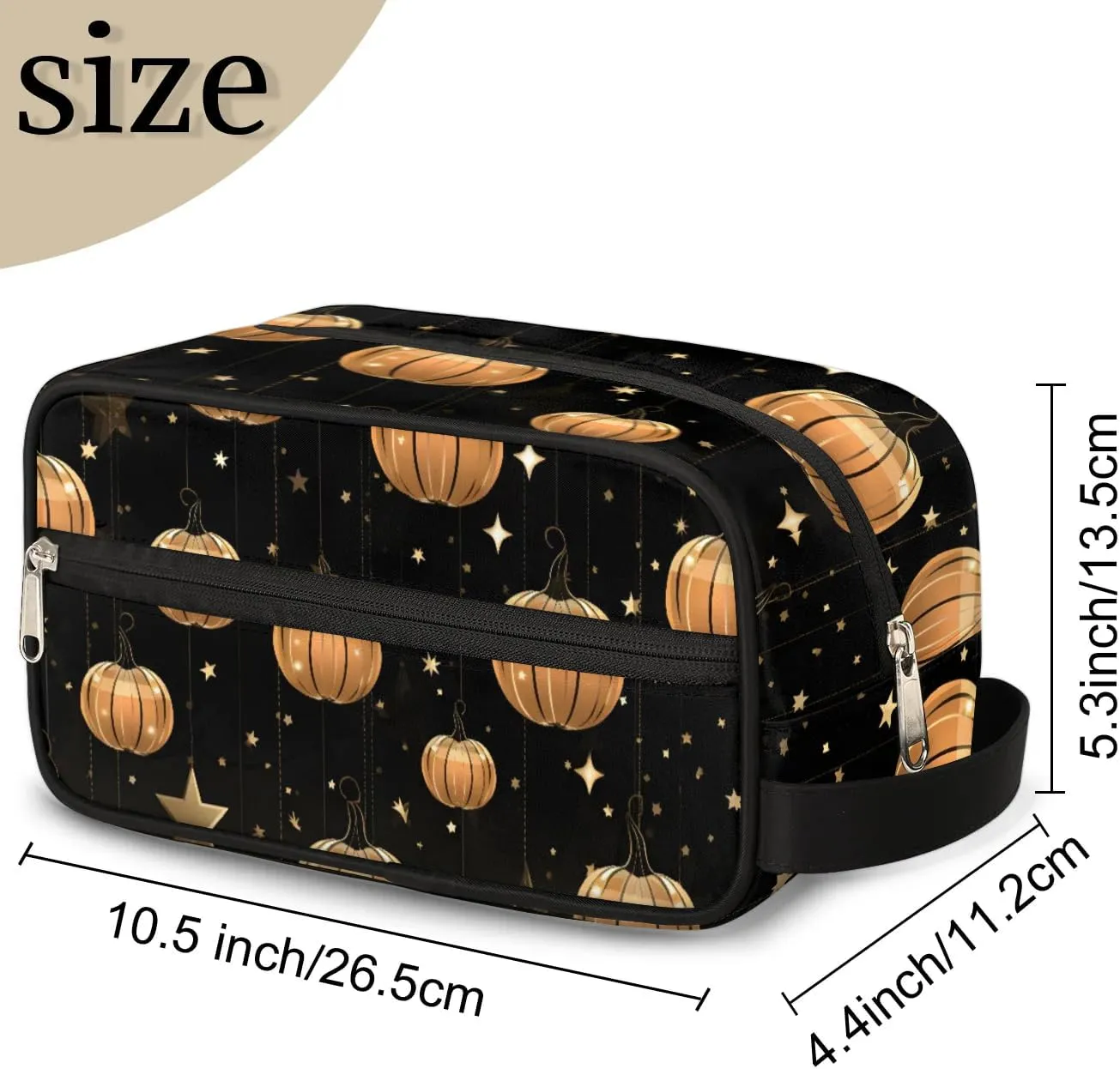 Travel Toiletry Bag for Women Men Halloween Pumpkins Stars Hanging Cosmetic Bag Waterproof Makeup Bag for Shaving Makeup Toothbrush & Travel Essentials